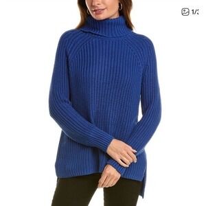 525 America Stella Cotton Chunky Knit Sweater Turtle Neck XL Navy Blue Fisherman